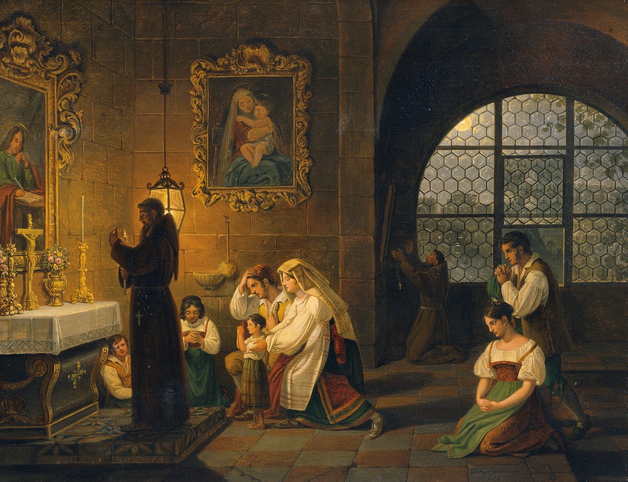 Interiören av en italiensk kyrka av Johann Nepomuk Schödlberger