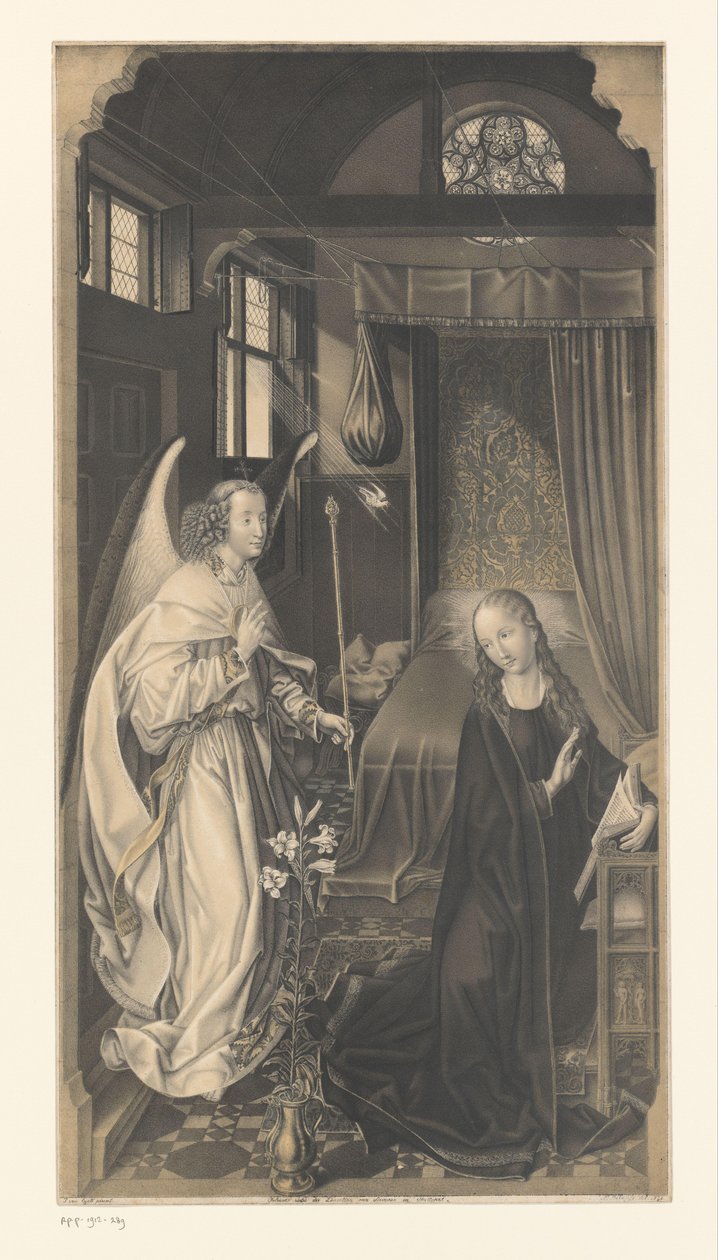 Tillkännagivande Verk ur samlingen av bröderna Boisserée (serietitel) Galerie des Frères Boisserée (serietitel) av Johann Nepomuk Strixner