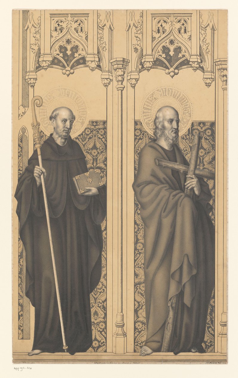 Sankt Benedictus och Filip Verk ur samlingen av bröderna Boisserée (serietitel) Galerie des Frères Boisseree (serietitel) av Johann Nepomuk Strixner