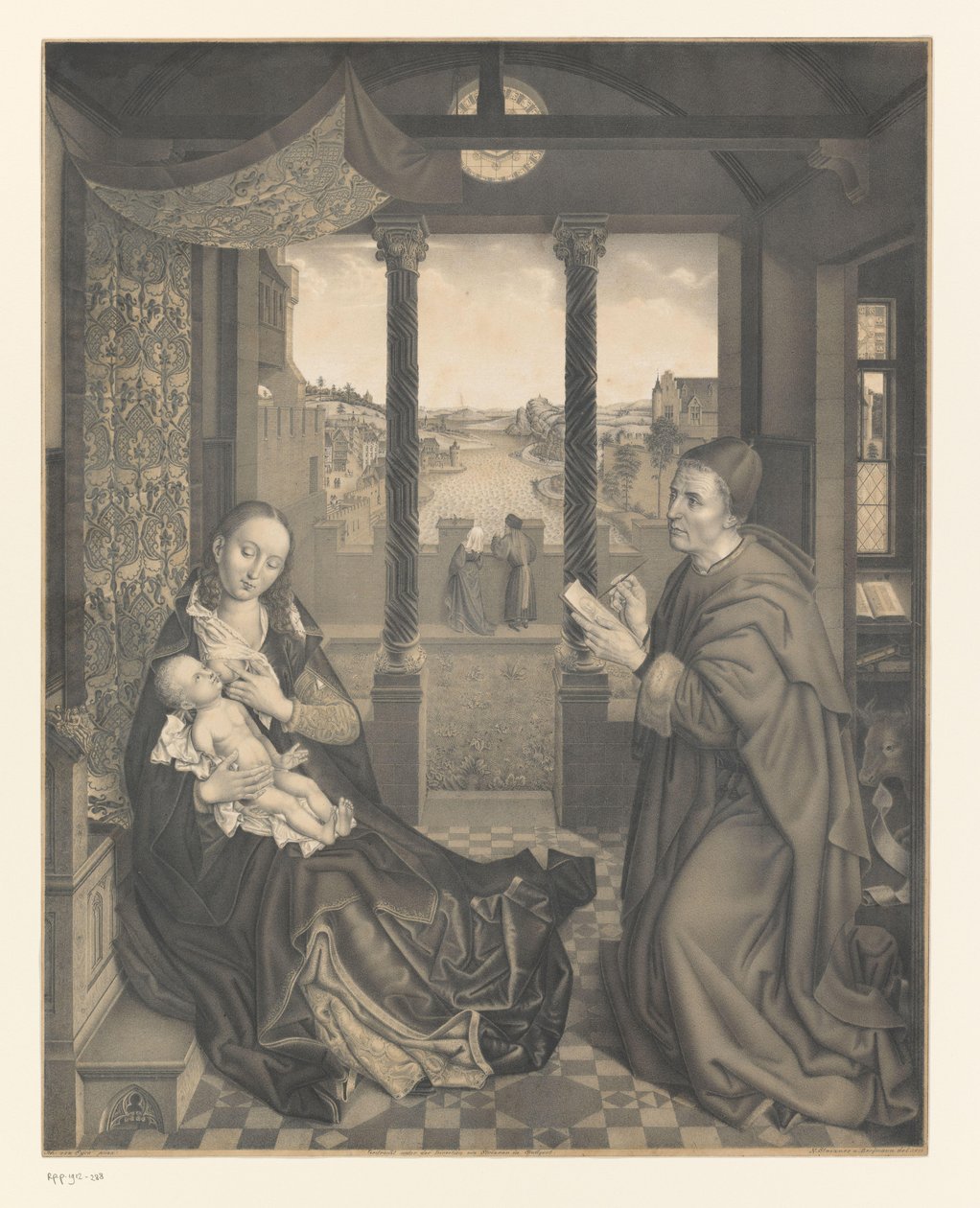 Saint Luke ritar Maria med barn Verk ur samlingen av bröderna Boisserée (serietitel) Galerie des Frères Boisserée (serietitel) av Johann Nepomuk Strixner