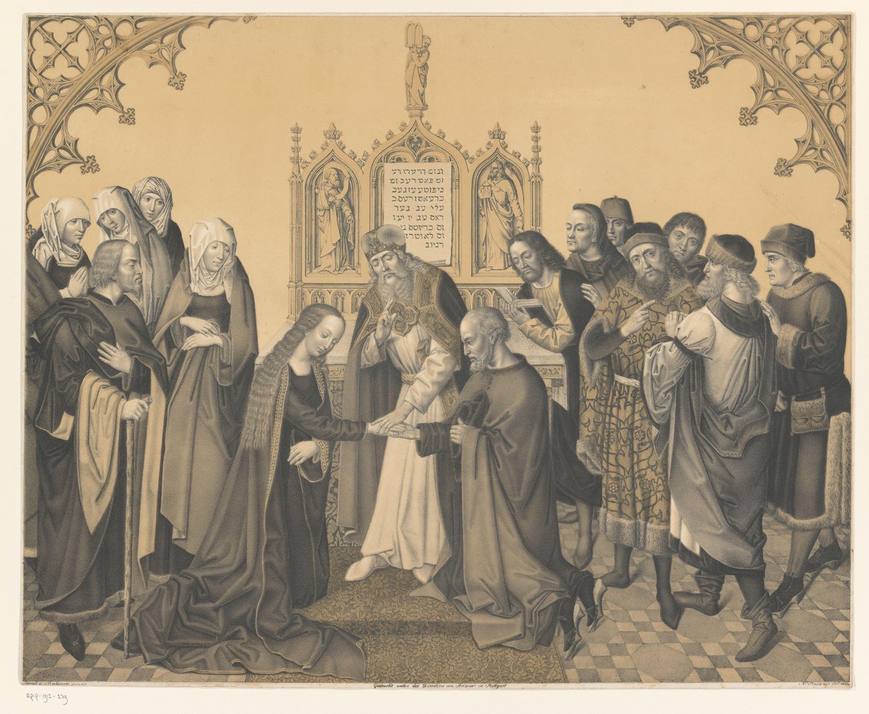 Äktenskap mellan Josef och Maria Verk ur samlingen av bröderna Boisserée (serietitel) Galerie des Frères Boisseree (serietitel) av Johann Nepomuk Strixner
