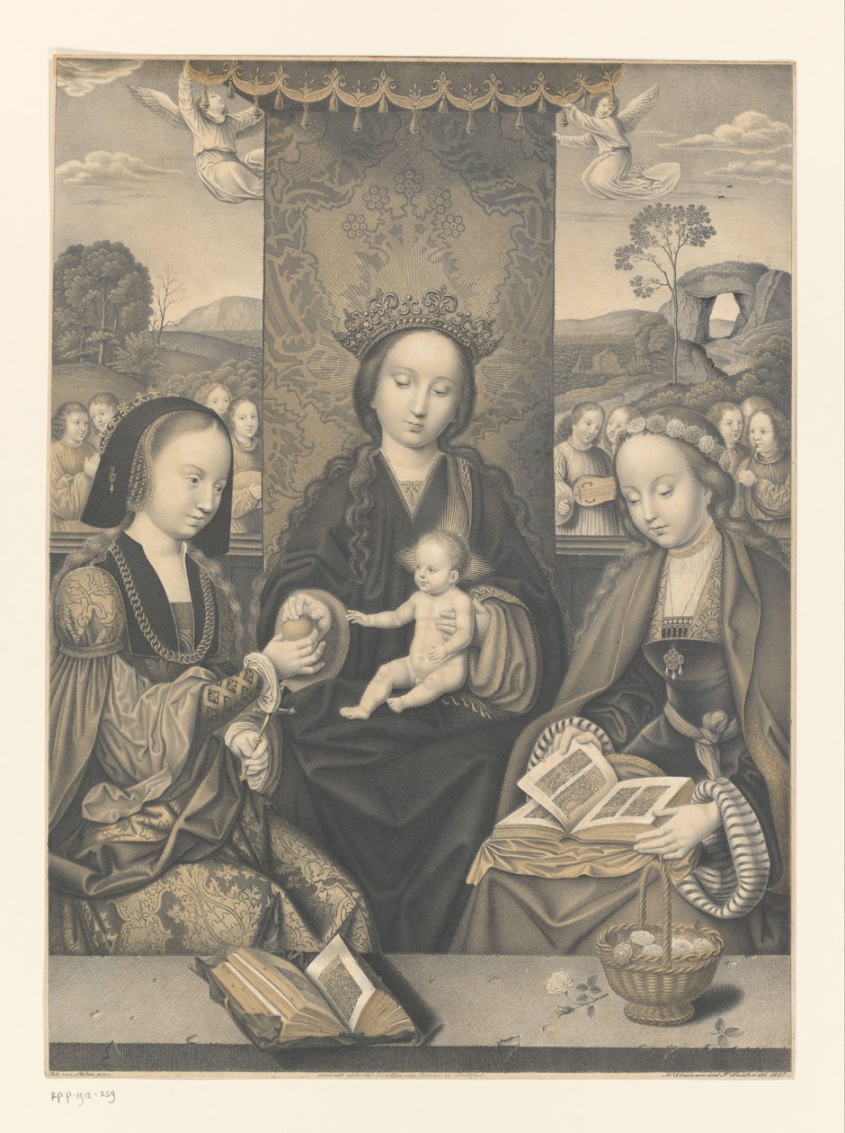 Maria med barn och två kvinnliga helgon Verk ur samlingen av bröderna Boisserée (serietitel) Galerie des Frères Boisserée (serietitel) av Johann Nepomuk Strixner