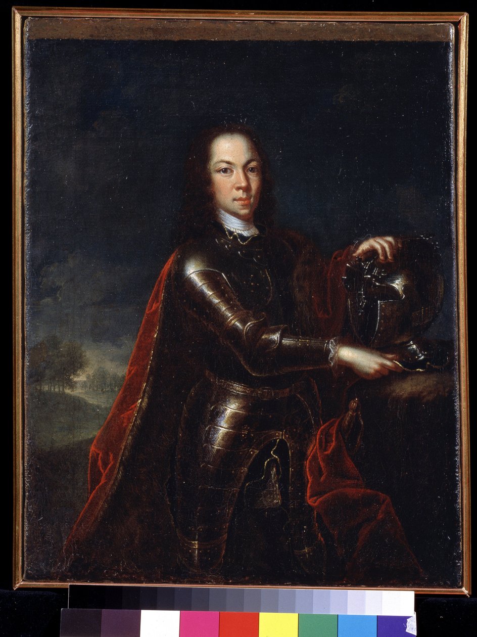 Porträtt av Alexis Petrovitch Romanov (1690-1718) av Ryssland. (Tsarevich Aleksej Petrovitj från Ryssland). Målning av Johann Paul Luedden (?-1739) av Johann Paul (d.1739) Luedden