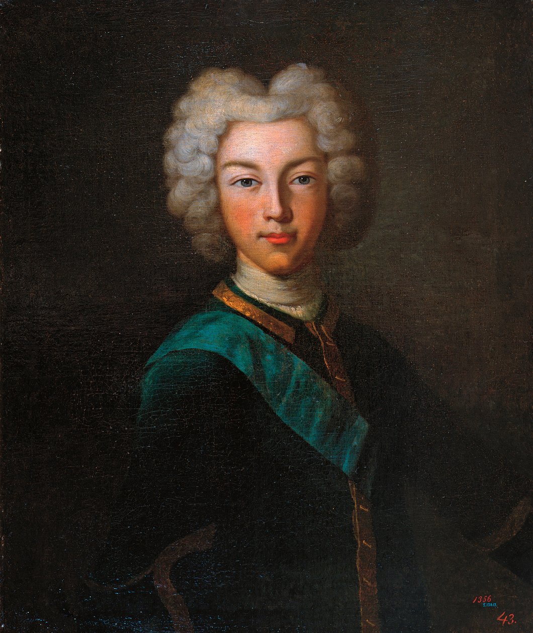 Porträtt av tsaren Peter II av Ryssland (Porträtt av tsaren Peter II av Ryssland) - Målning av Johann Paul Luedden (Ludden) (?-1739), olja på duk, sent 1720 - Statens friluftsmuseum Pavlovsk-palatset, Sankt Petersburg ( Ryssland) av Johann Paul (d.1739) Luedden