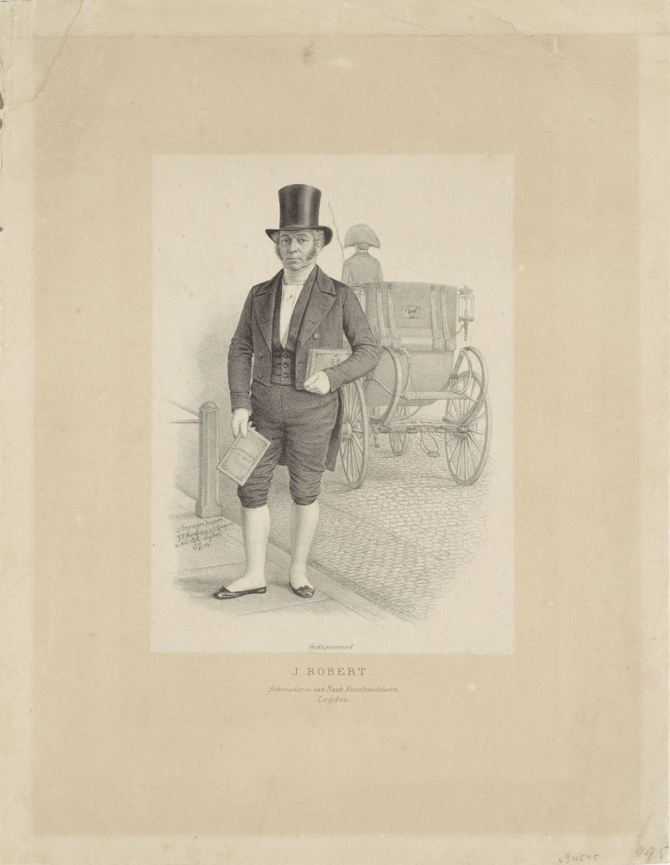 Porträtt av J. Robert med vagn J. Robert (titel på objekt) av Johann Peter Berghaus