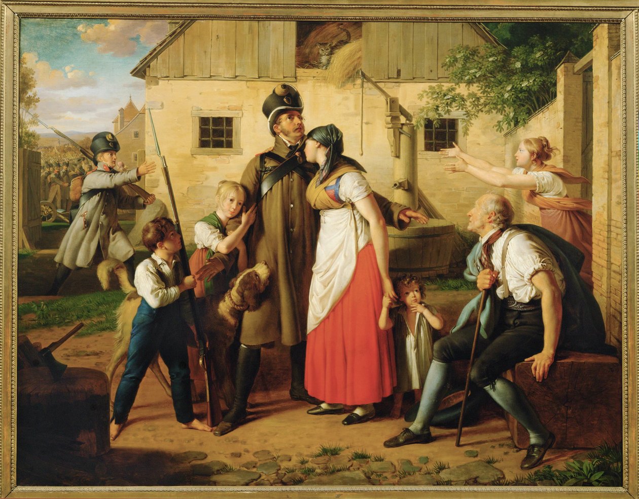 Die Heimkehr des Landwehrmannes - Milismannens återkomst ... (målning på duk) av Johann Peter Krafft