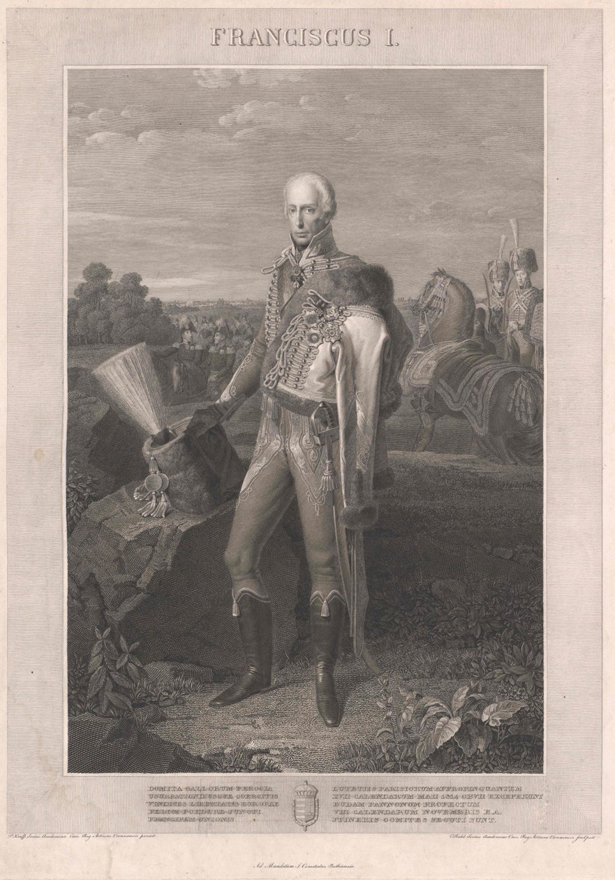 Tysk-romerske kejsaren Franciskus II (gravyr) av Johann Peter Krafft