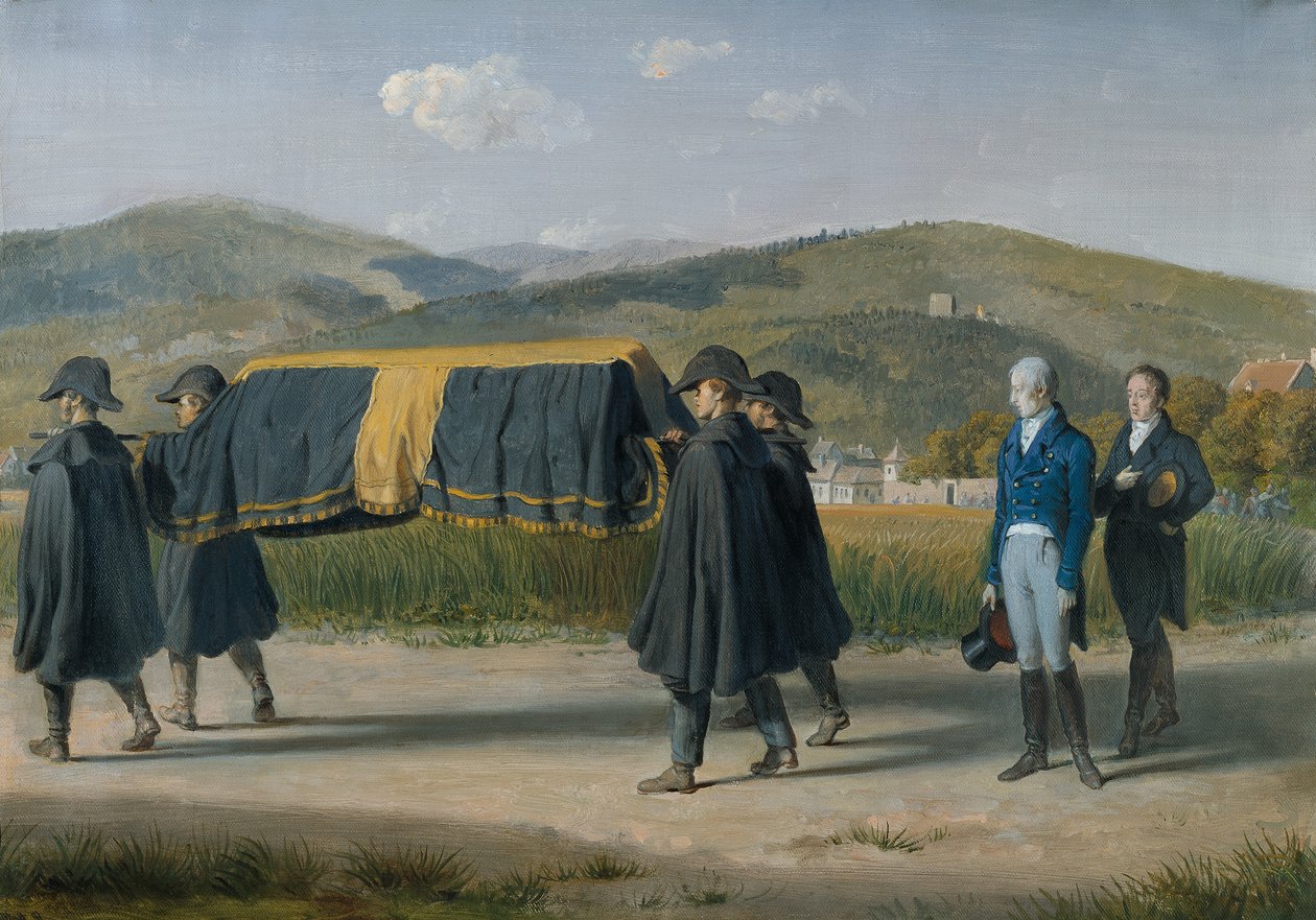 Kejsar Franz I av Österrike följer efter en fattig mans kista av Johann Peter Krafft