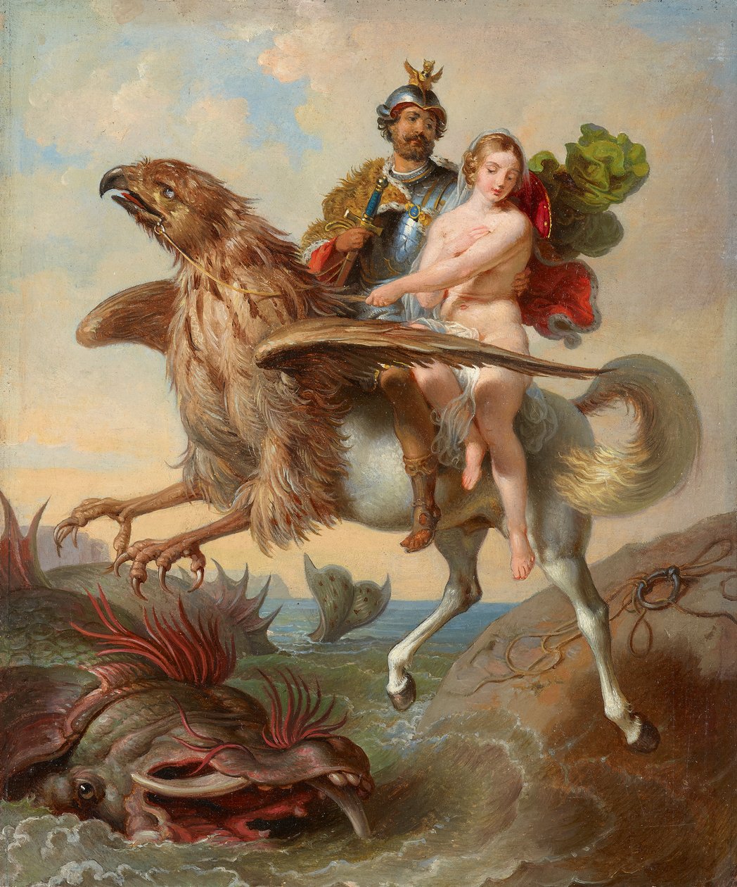 Rüdiger och Angelica (Studie för "Rüdiger och Angelica") av Johann Peter Krafft