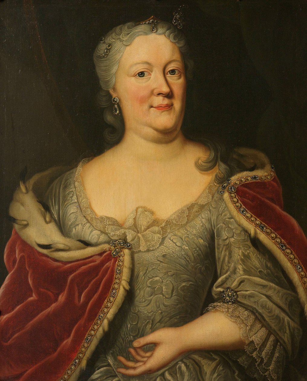 Porträtt av Maria Louisa van Hessen-Kassel, kallad Maaike-Meu. Änka efter stadhållaren i Friesland John Willem Friso, prins av Orange-Nassau av Johann Philipp Behr