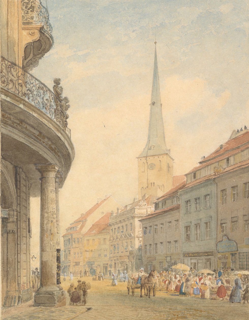Utsikt över Berlin med Ephraim Palais till vänster, 1847. av Johann Philipp Eduard Gartner