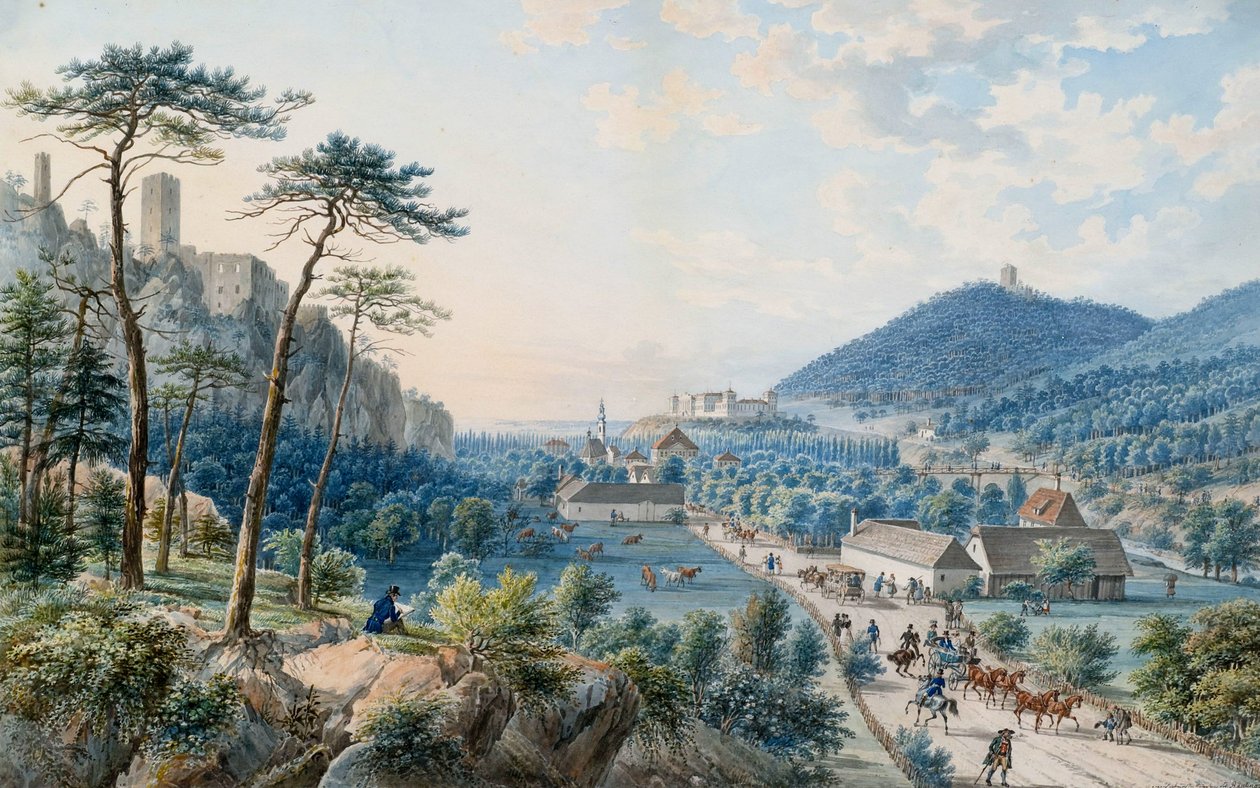 Utsikt över Weilburg-palatset i Baden nära Wien av Johann Raulino