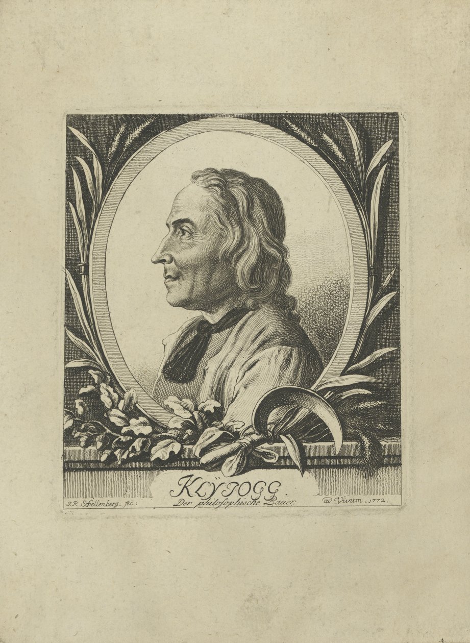 Porträtt av Jakob Kleinjogg Gujer 1718-1785, 1772. av Johann Rudolf Schellenberg