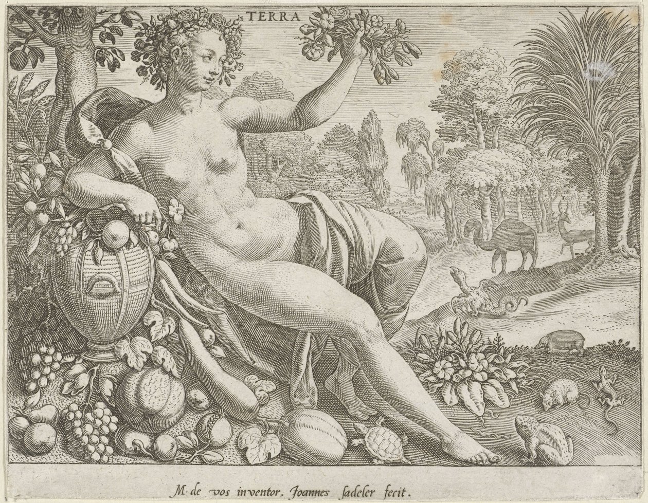 Jord Terra (titel på objekt) De fyra elementen (serietitel) av Johann Sadeler (I)