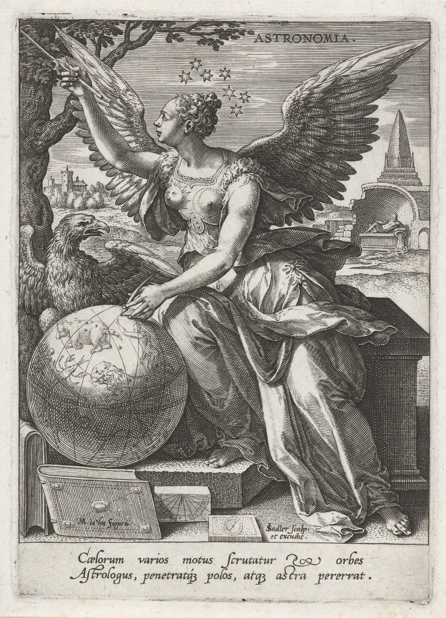 Astronomi Astronomia (titel på objekt) De sju liberala konsterna (artes liberales) (serietitel) av Johann Sadeler (I)