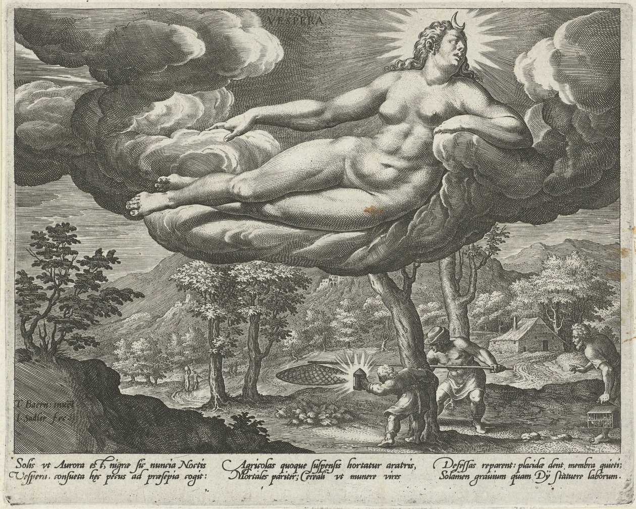 Kväll Vespera (titel på objekt) De fyra delarna av dagen (serietitel) av Johann Sadeler (I)