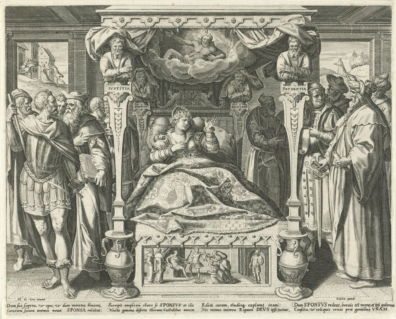 Säng med bruden van Christus Hooglied van Solomon (serietitel) Song of Songs (serietitel) av Johann Sadeler (I)