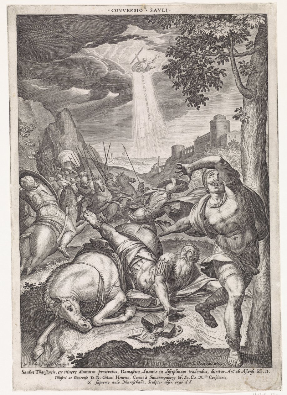 Bekering van Paulus Konvertering av Savli (titel på objekt) av Johann Sadeler (I)