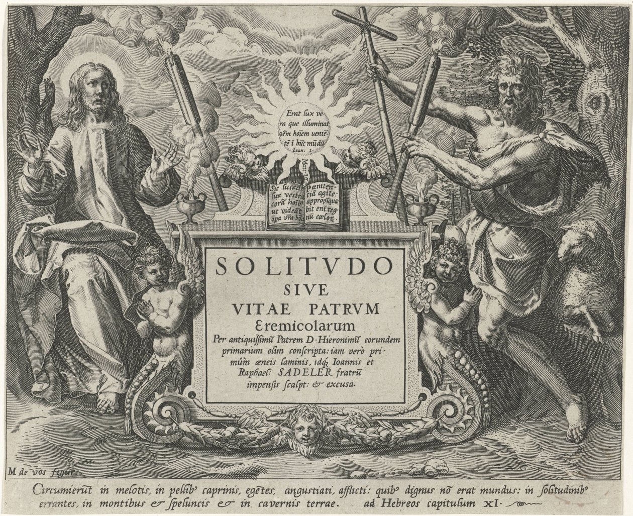 Christ och Johannes de Doper Mannelijke kluizenaars (serietitel) Solitude or the Life of the Eremit Fathers (serietitel) Solitvdo Sive Vitae Patrvm Eremicolarum (serietitel på objekt) av Johann Sadeler (I)
