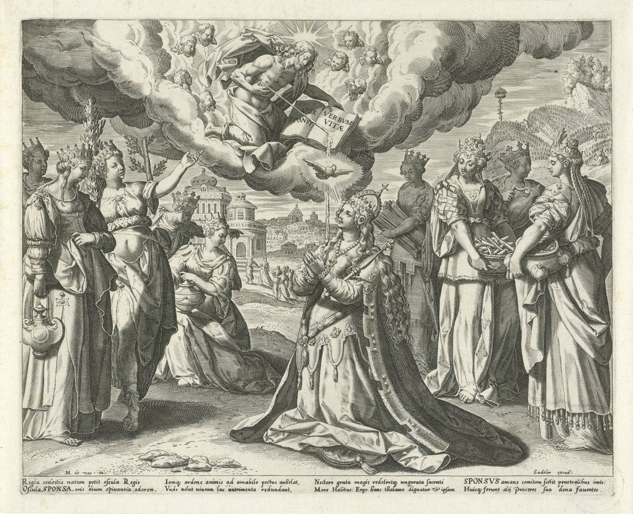 Kristus ger sitt blod till sin brud Song of Solomon (serietitel) Canticum Canticorum (serietitel) av Johann Sadeler (I)