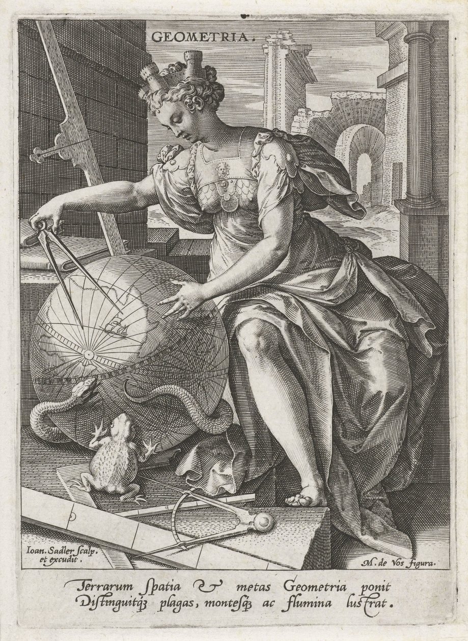 Geometri Geometri (titel på objekt) De sju liberala konsterna (artes liberales) (serietitel) av Johann Sadeler (I)