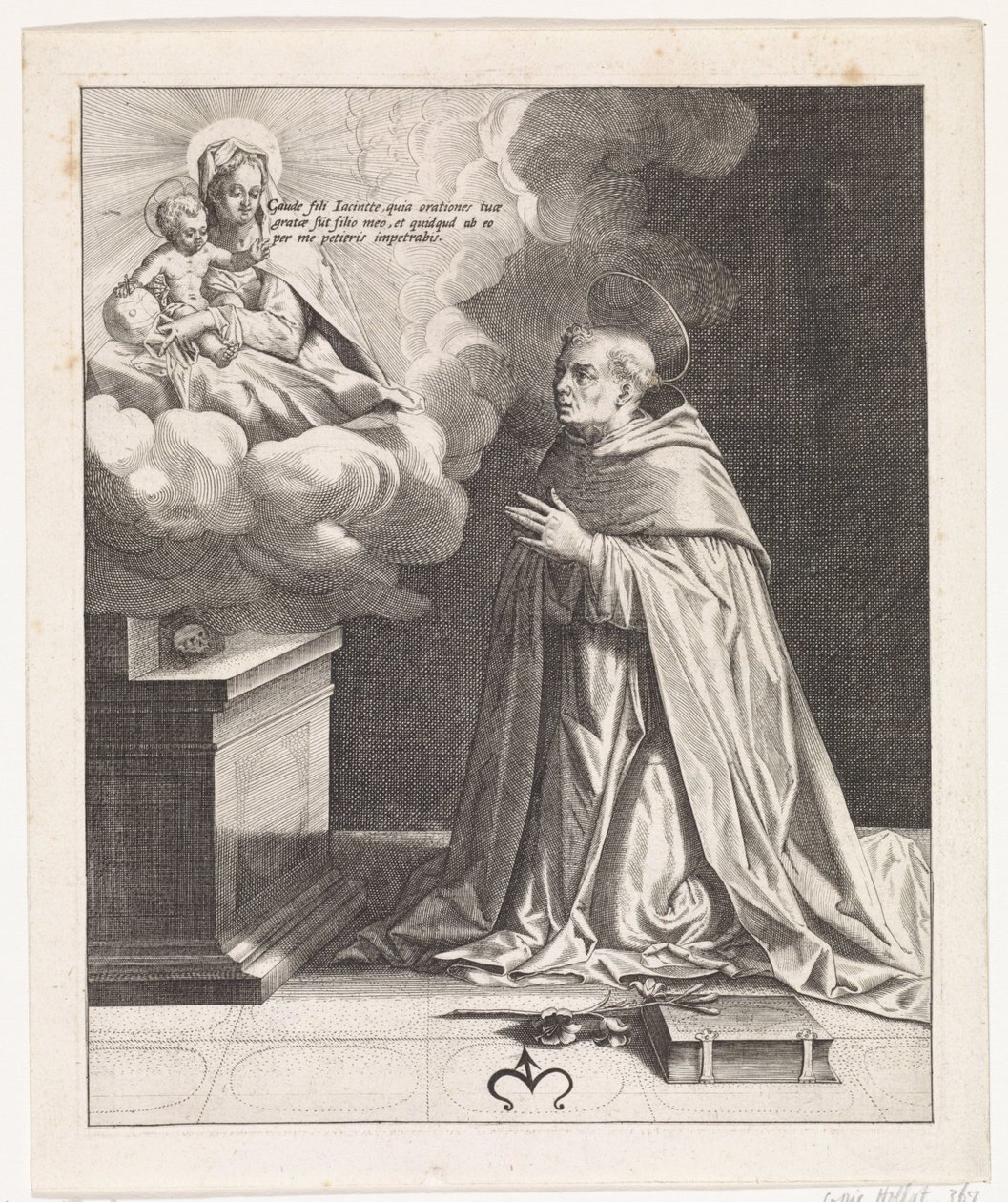 Sankt Hyacinthus avgudar Maria med Kristusbarnet av Johann Sadeler (I)