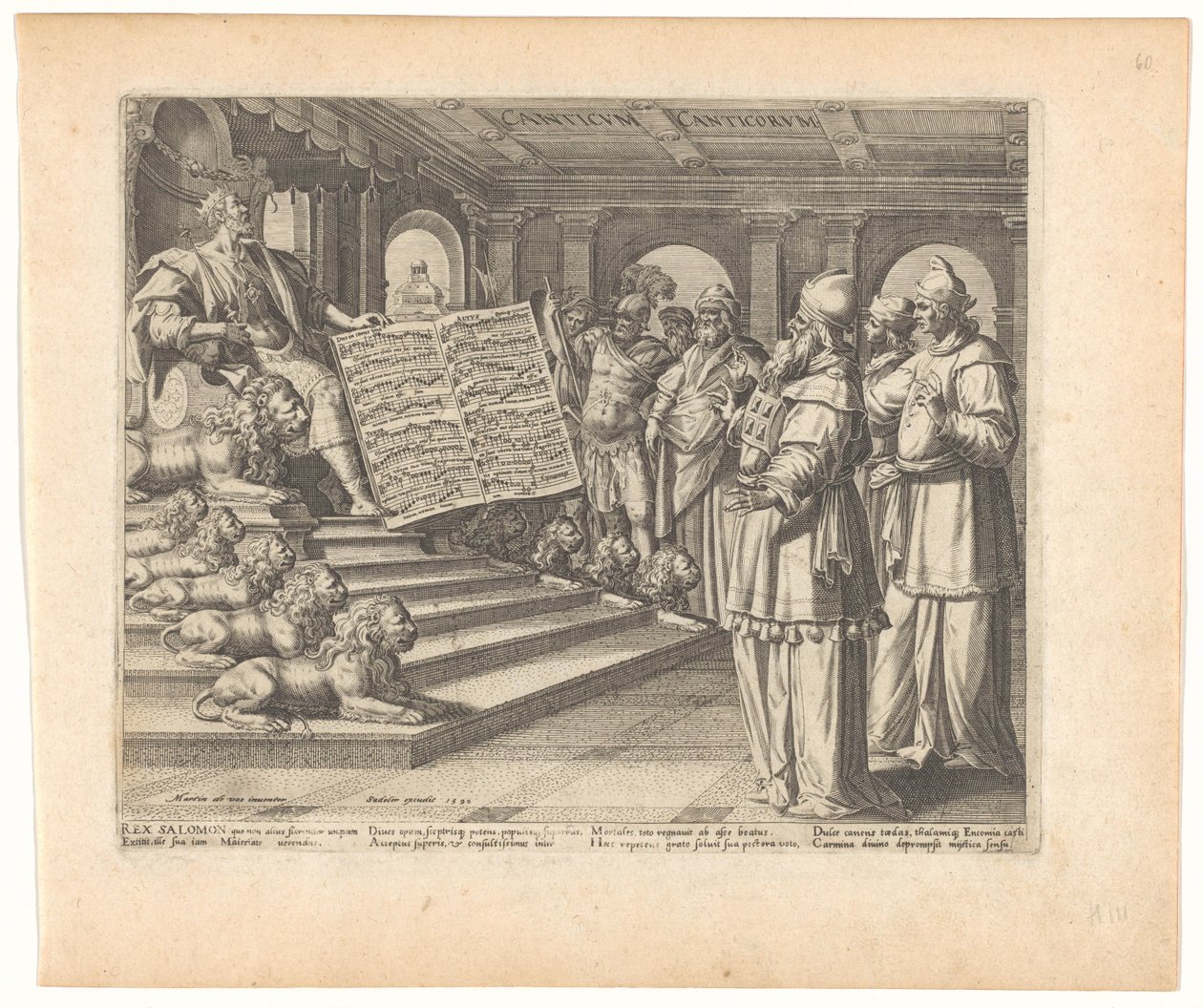 Motetttryck och titelblad med Salomo som kompositör av Högsången Canticum Canticorum (titel på objekt) Song of Solomon (serietitel) av Johann Sadeler (I)