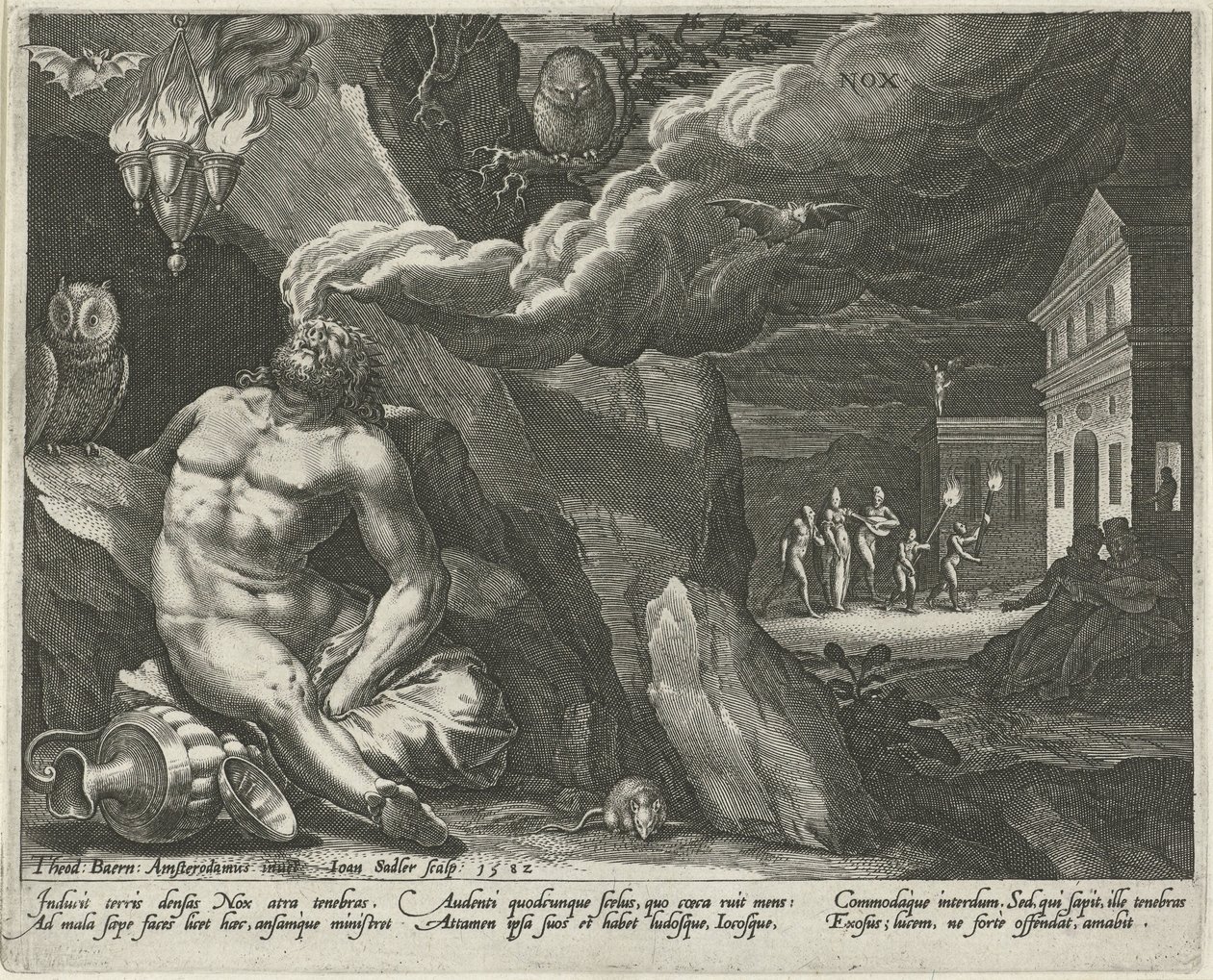 Natt Nox (titel på objekt) De fyra delarna av dagen (serietitel) av Johann Sadeler (I)