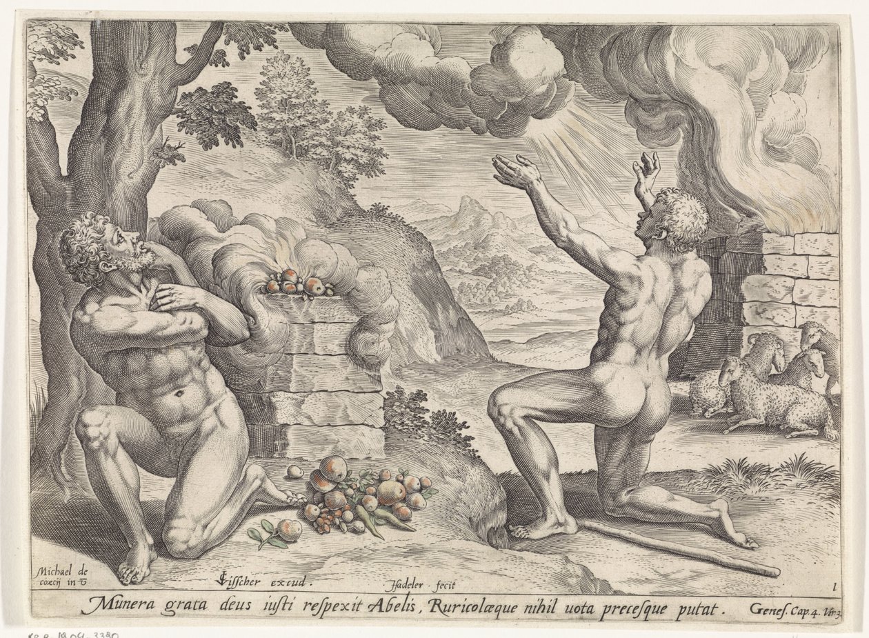 Kains och Abels offer Historien om Kain och Abel (serietitel) av Johann Sadeler (I)