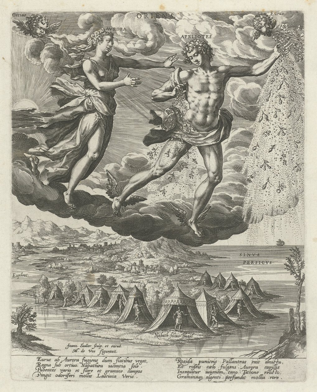 ostlig vind Oriens (titel på objekt) De fyra vindarna (serietitel) av Johann Sadeler (I)