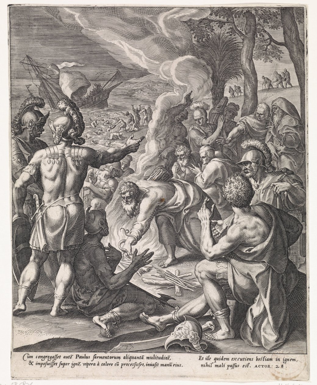 Paul på Malta Scener ur aposteln Paulus liv (serietitel) av Johann Sadeler (I)