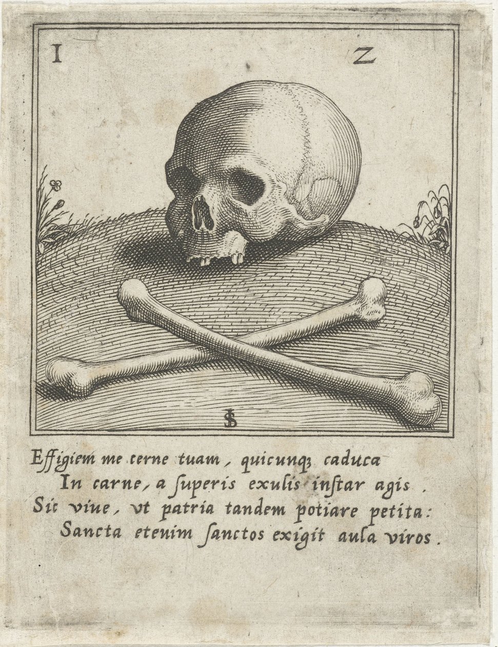 Vanitas Avbildning med en skalle och två ben av Johann Sadeler (I)
