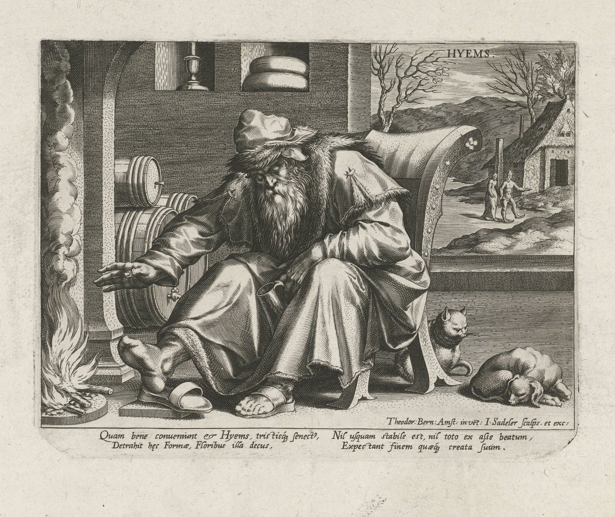 Vinter Hyems (titel på objekt) The Four Seasons (serietitel) av Johann Sadeler (I)