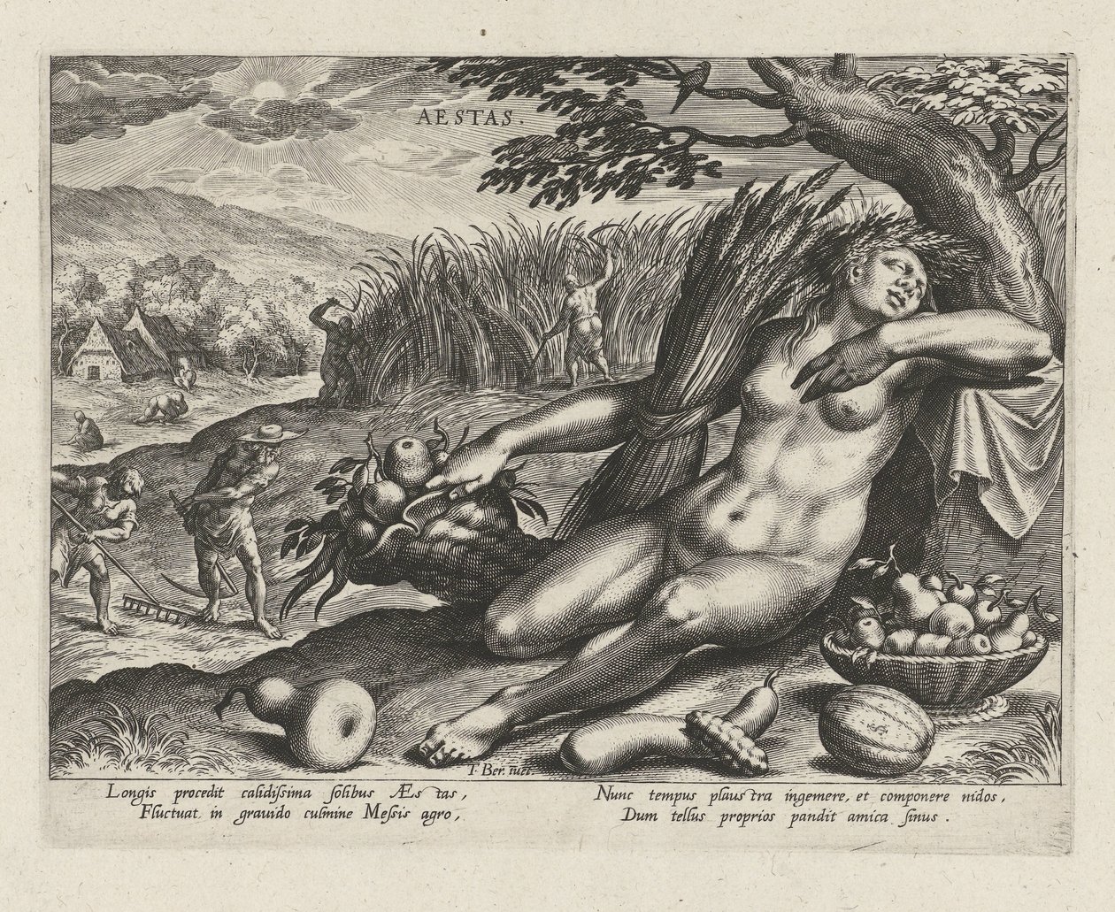Sommar Aestas (titel på objekt) The Four Seasons (serietitel) av Johann Sadeler (I)