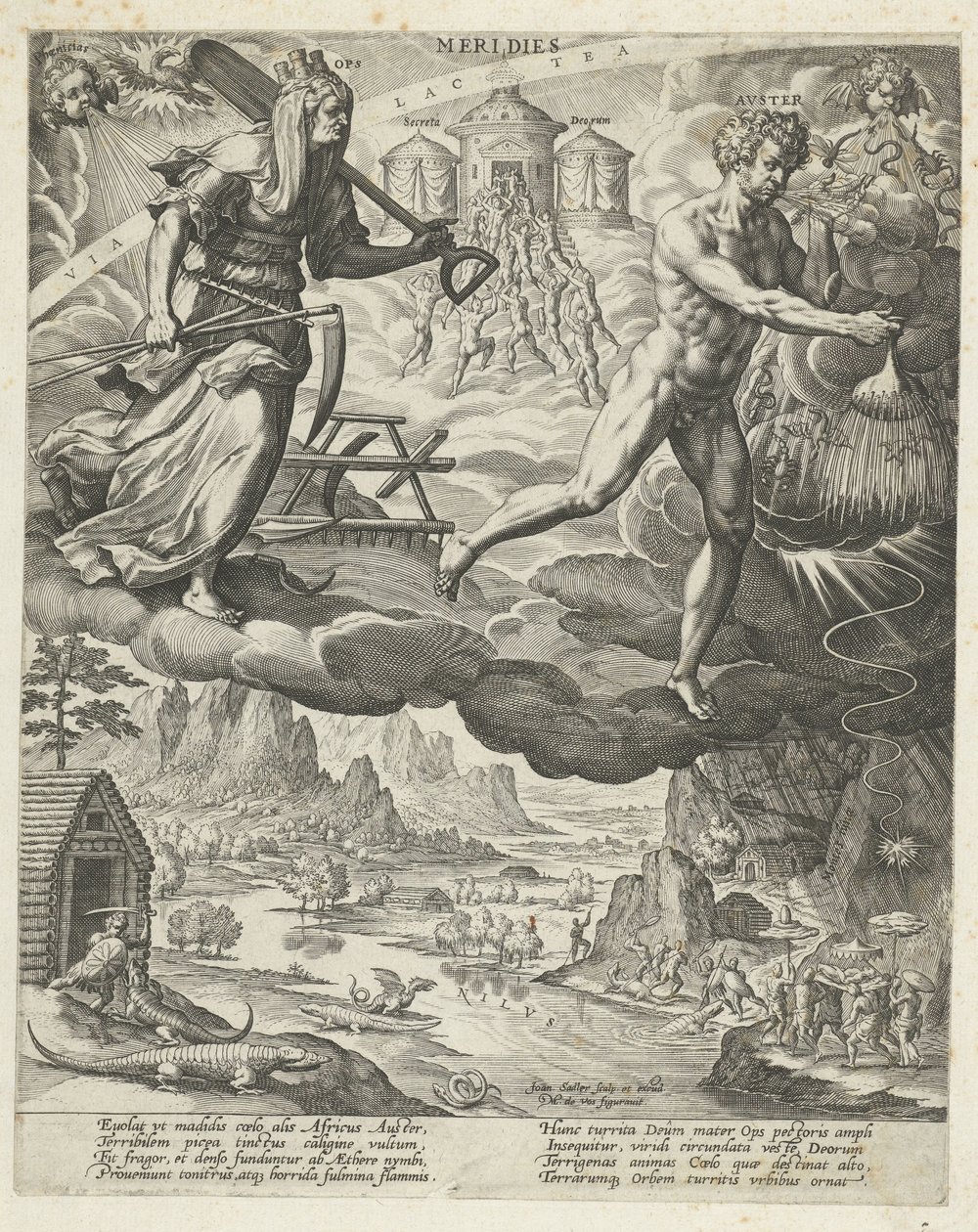 sydlig vind Meridies (titel på objekt) De fyra vindarna (serietitel) av Johann Sadeler (I)