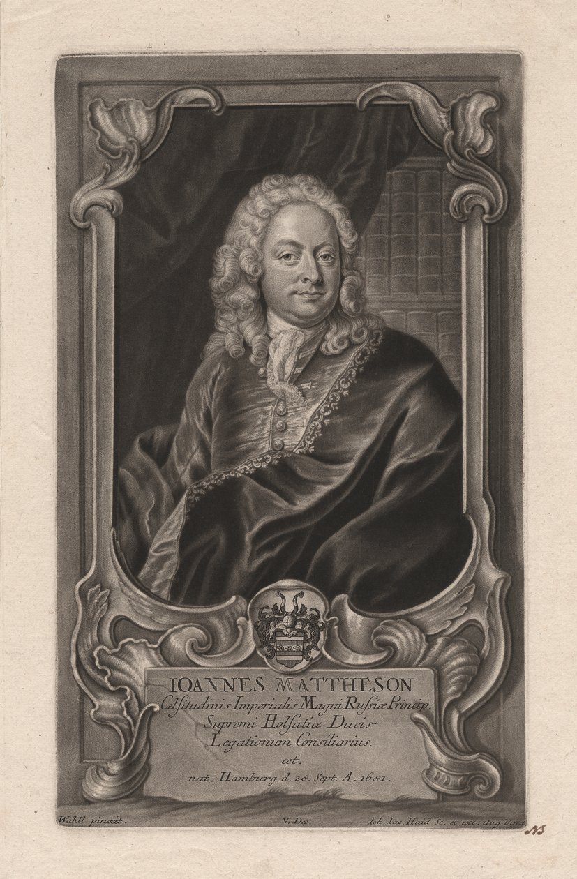 Johann Mattheson, graverad av Johann Jakob Haid (1704-67), c.1744 (mezzotint) av Johann Salomon Wahl