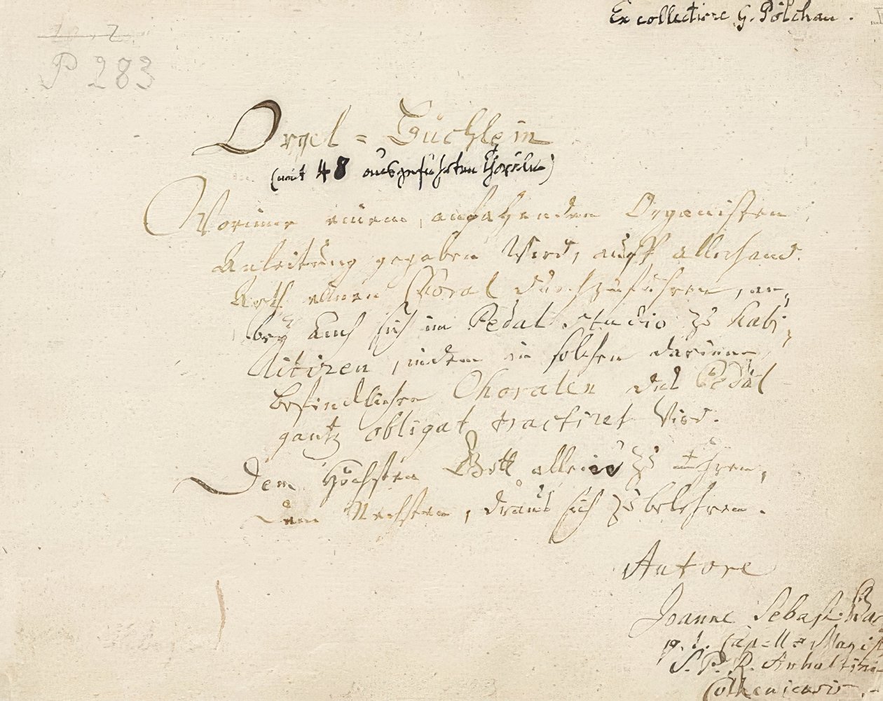 Titelsida till Orgelhäftet. Omkring 1700-1719 av Johann Sebastian Bach