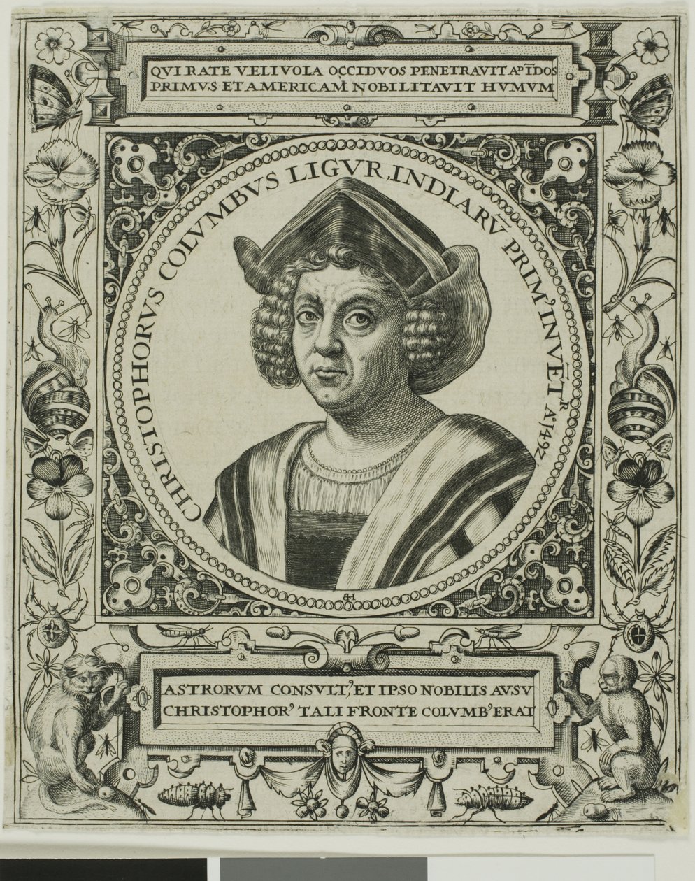 Christopher Columbus, framsida från volym 5 av Theodor de Brys Amerika av Johann Theodor de Bry