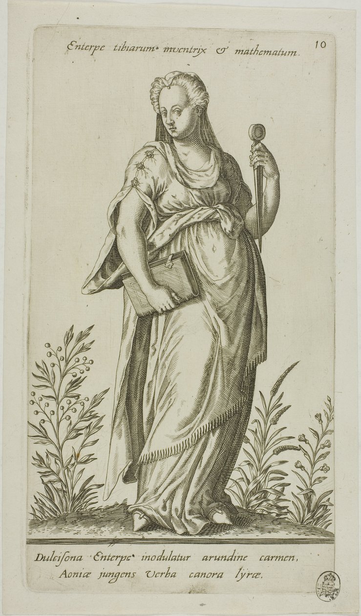 Euterpe, Muse of Music, tallrik 10 från Parnassus Biceps av Johann Theodor de Bry