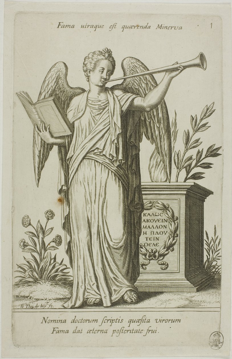 Fame, tallrik 1 från Parnassus Biceps av Johann Theodor de Bry