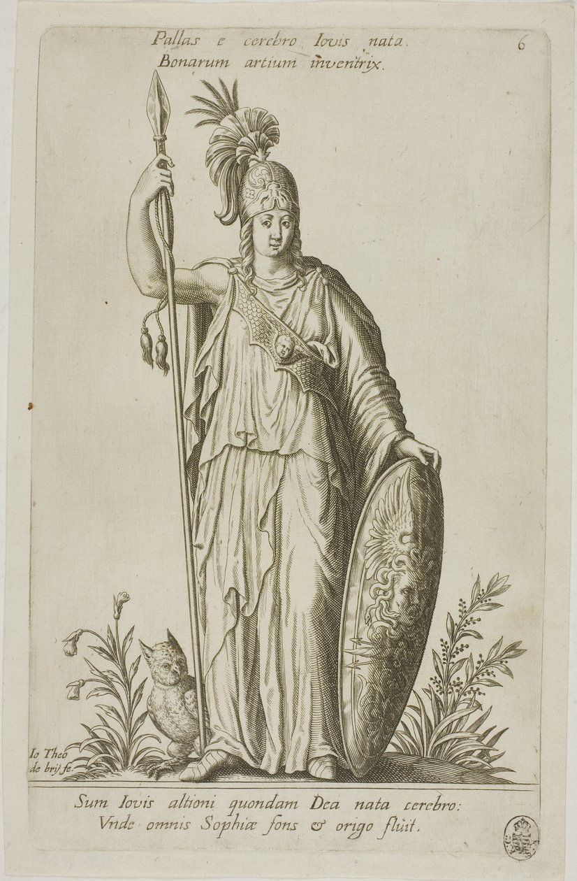 Pallas Athena, plåt 6 från Parnassus Biceps av Johann Theodor de Bry