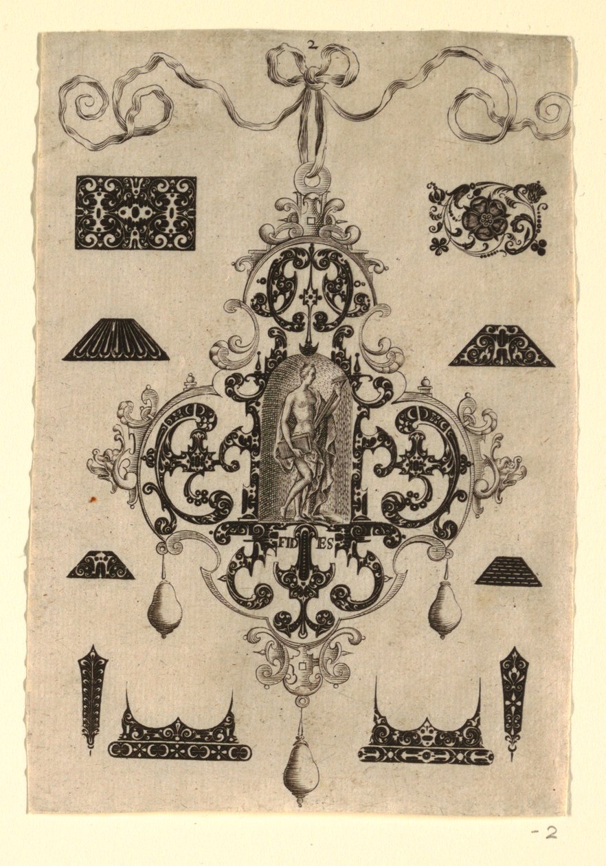 Tallrik 2, från en serie av åtta hängsmycken med kardinaldygderna av Johann Theodor de Bry