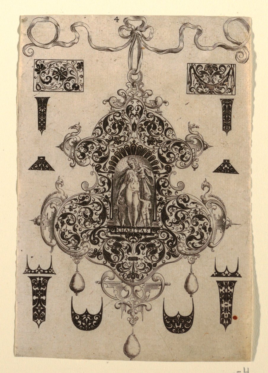 Tallrik 4, från en serie av åtta hängsmycken med kardinaldygderna av Johann Theodor de Bry