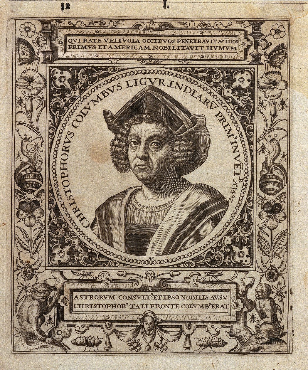 Porträtt av Christofer Columbus av Johann Theodor de Bry