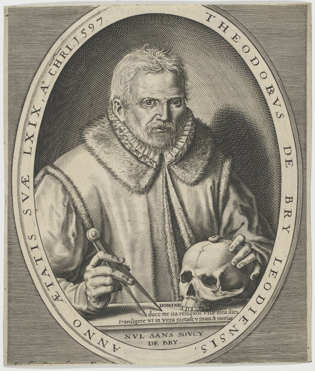 Porträtt av Theodor de Bry 1528-1598, ca. 1597. av Johann Theodor de Bry