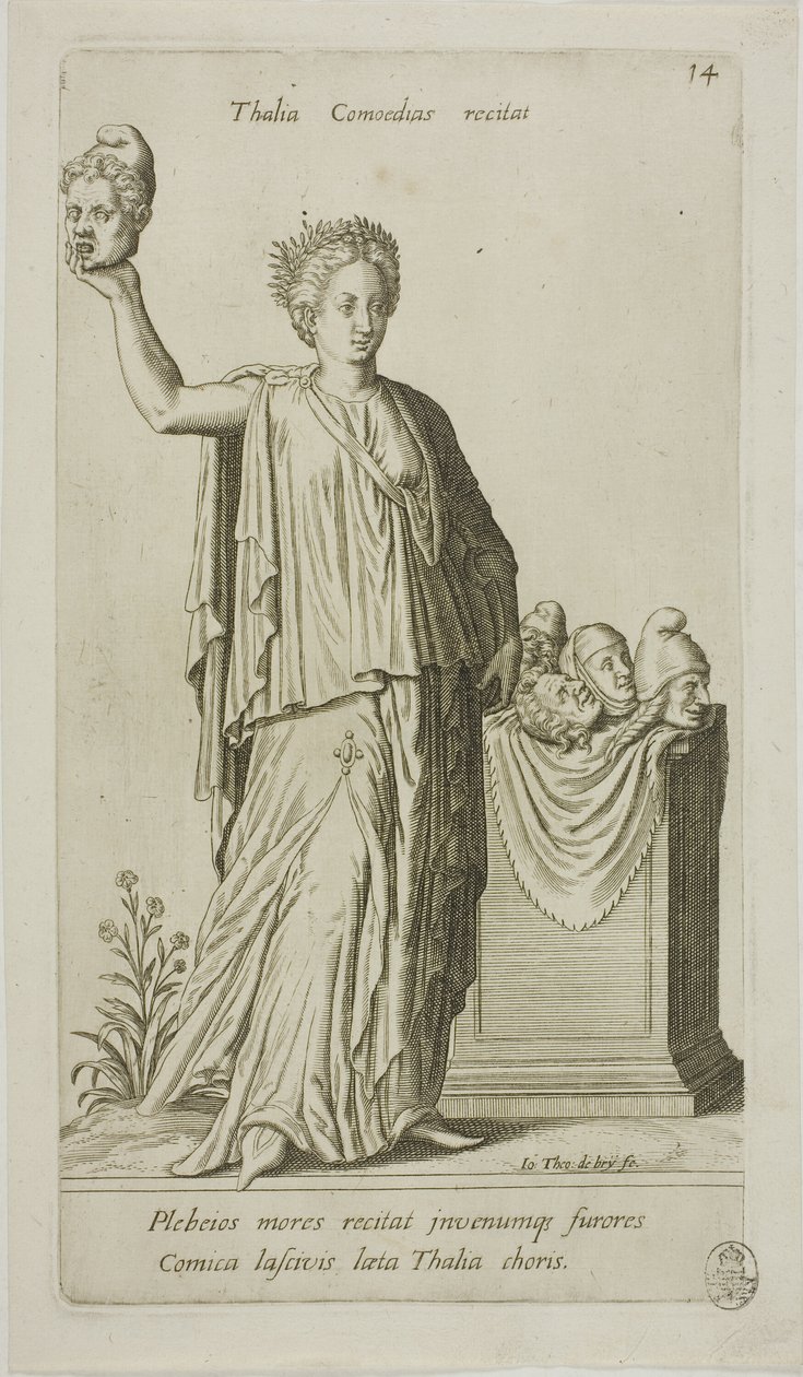Thalia, komedins musa, plansch 14 från Parnassus Biceps av Johann Theodor de Bry