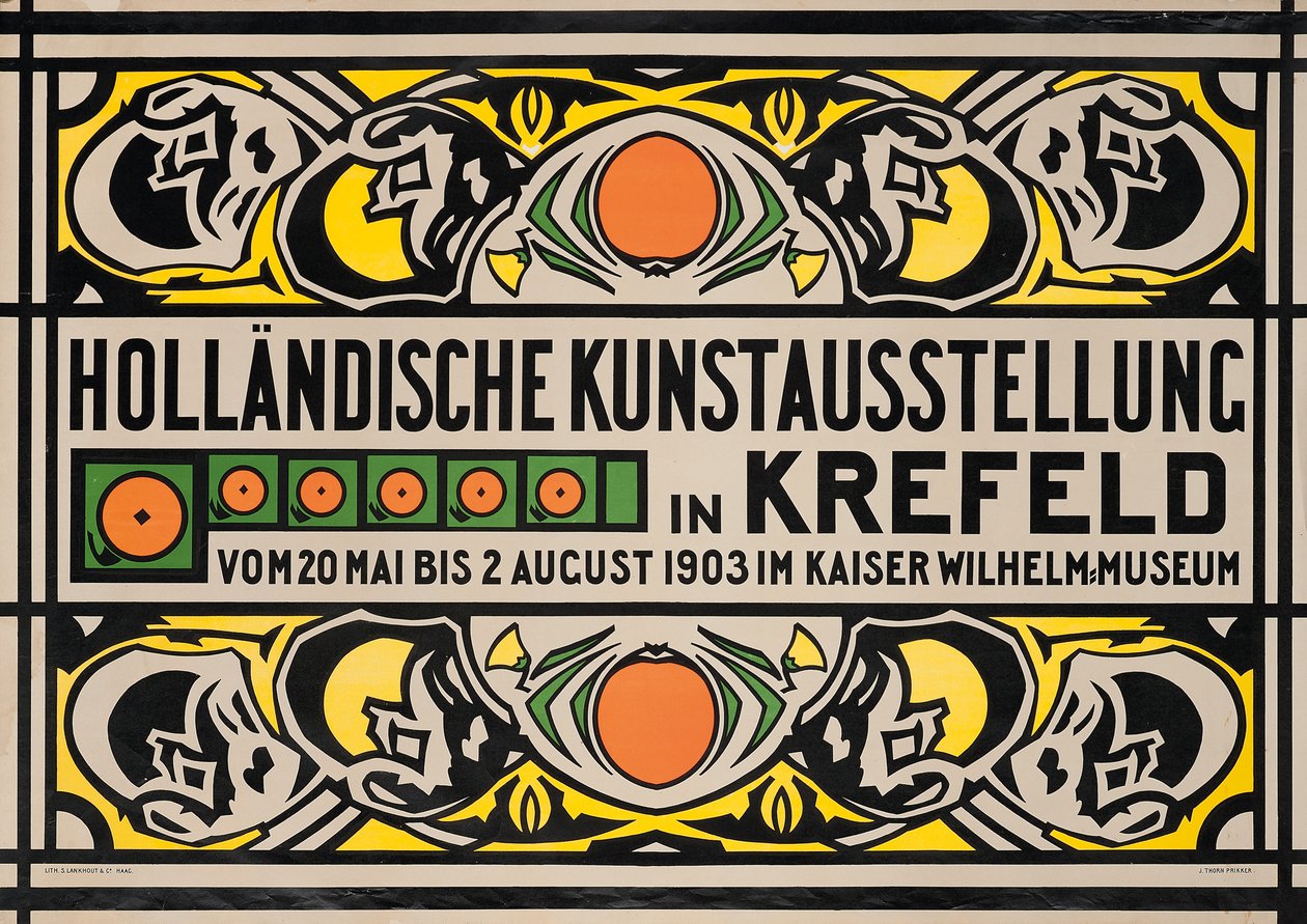 Affisch som annonserar den holländska konstutställningen i Krefelds Kaiser Wilhelm Museum av Johan Thorn Prikker