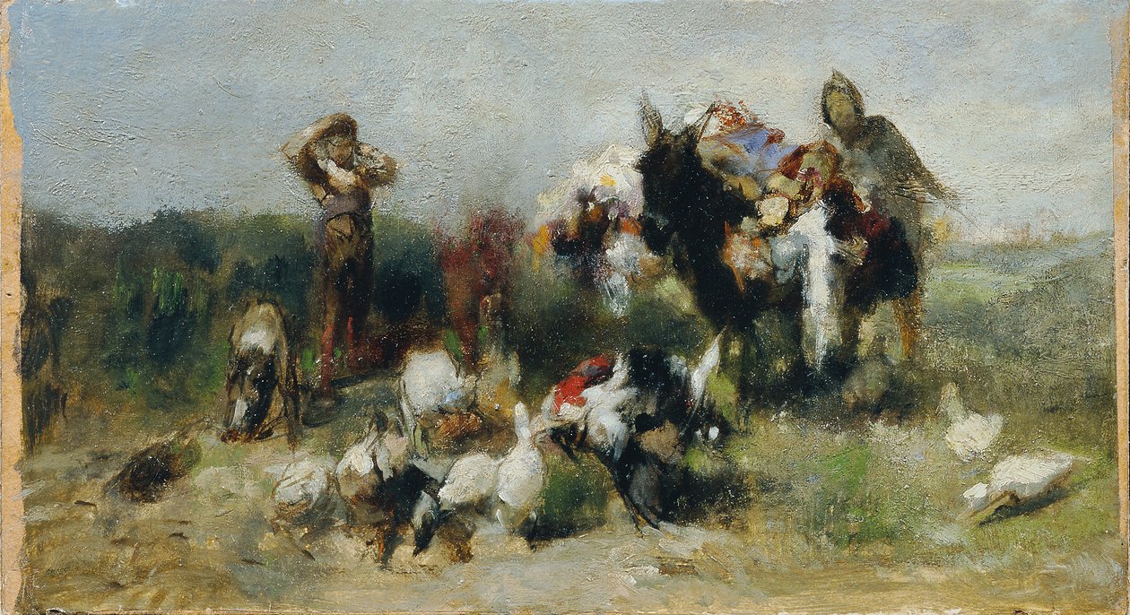 Scen från Don Quijote (kamp med fågeln) av Johann  Till der Jüngere