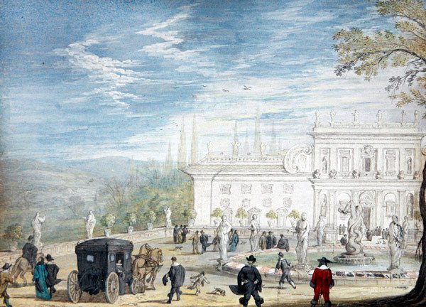 En utsikt över Villa Ludovisi (gouache på papper) av Johann Wilhelm Baur