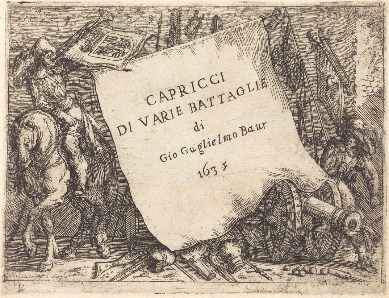 Caprics av ​​olika strider (Titelsida) av Johann Wilhelm Baur